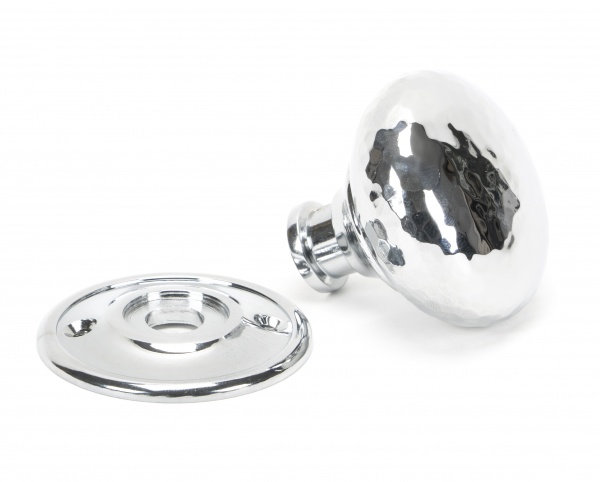 Polished Chrome Hammered Mushroom Mortice/Rim Knob Set