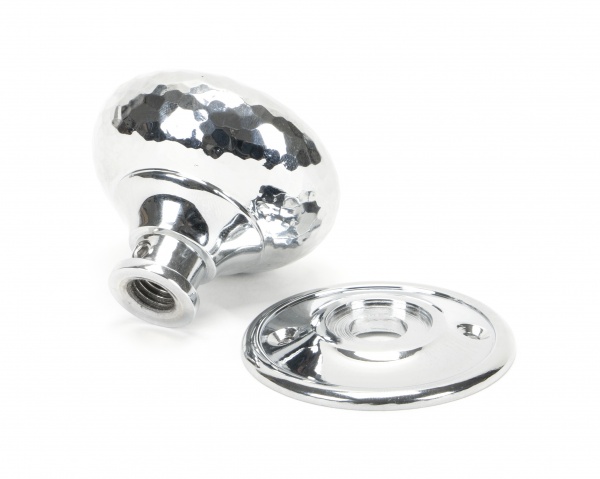 Polished Chrome Hammered Mushroom Mortice/Rim Knob Set