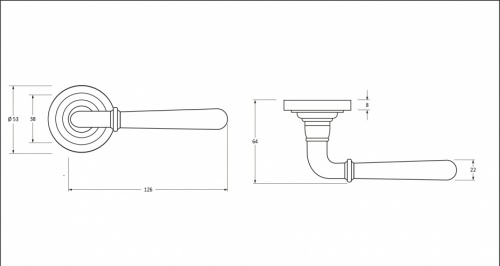 Polished Nickel Newbury Lever on Rose Set (Art Deco)