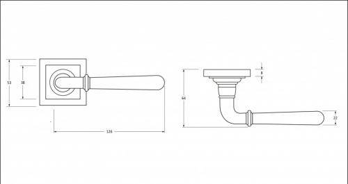 Aged Bronze Newbury Lever on Rose Set (Square) - U