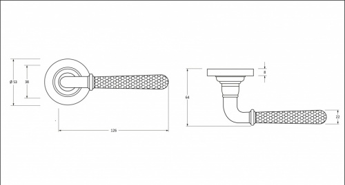 Pol. Nickel Hammered Newbury Lever on Rose Set (Plain)