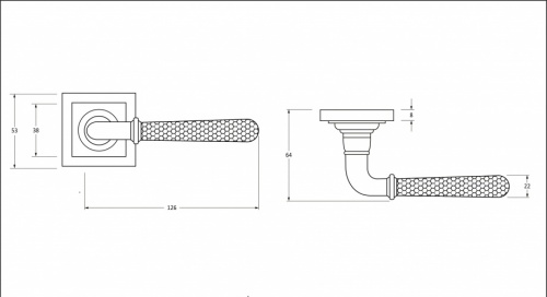 Pol. Nickel Hammered Newbury Lever on Rose Set (Square)