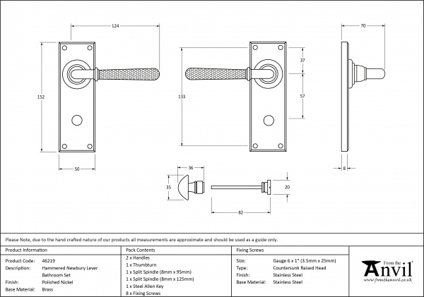 Polished Nickel Hammered Newbury Lever Bathroom Set