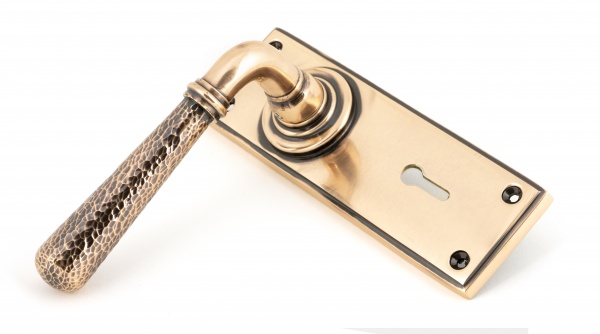 Polished Bronze Hammered Newbury Lever Lock Set