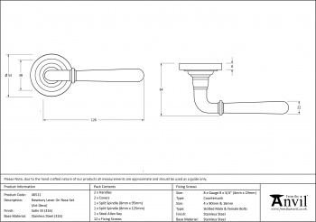 Satin Marine SS (316) Newbury Lever on Rose Set (Art Deco)