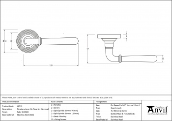 Satin Marine SS (316) Newbury Lever on Rose Set (Beehive)