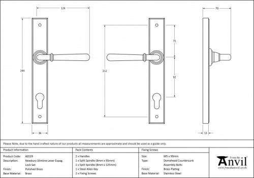 Polished Brass Newbury Slimline Lever Espag. Lock Set