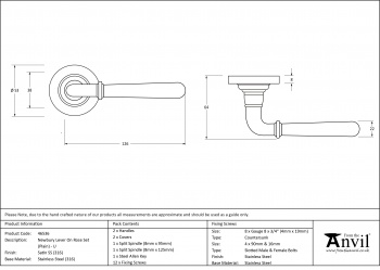 Satin Marine SS (316) Newbury Lever on Rose Set (Plain) - Unsprung