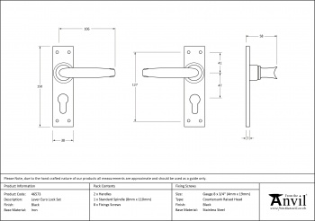 Black Lever Euro Lock Set