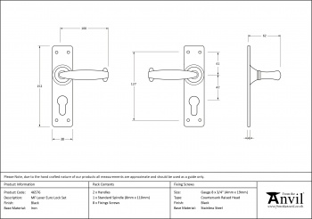 Black MF Lever Euro Lock Set