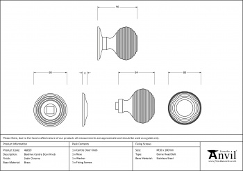 Satin Chrome Beehive Centre Door Knob