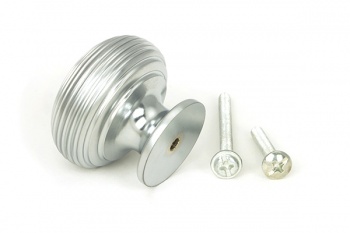 Satin Chrome Beehive Cabinet Knob 40mm