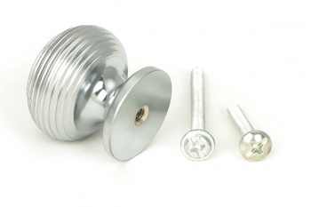 Satin Chrome Beehive Cabinet Knob 30mm