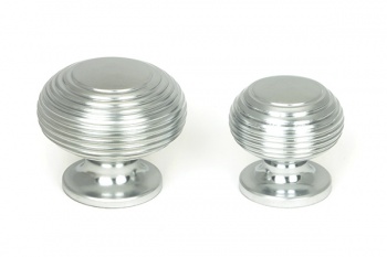 Satin Chrome Beehive Cabinet Knob 30mm