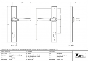 Satin Marine SS (316) Newbury Slimline Lever Espag. Lock Set