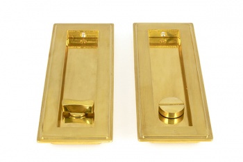 Polished Brass 175mm Art Deco Rectangular Pull - Privacy Set