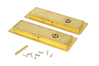 Polished Brass 175mm Art Deco Rectangular Pull - Privacy Set