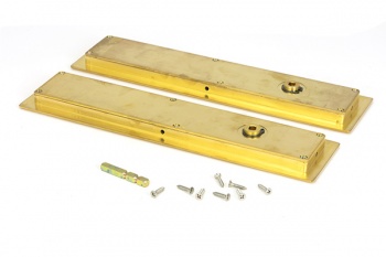 Polished Brass 250mm Art Deco Rectangular Pull - Privacy Set