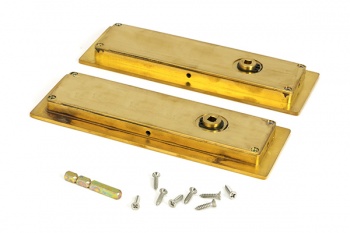 Polished Brass 175mm Plain Rectangular Pull - Privacy Set