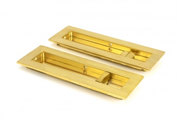 Polished Brass 175mm Plain Rectangular Pull - Privacy Set