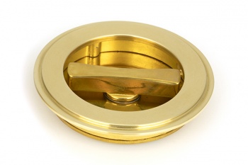 Polished Brass 75mm Art Deco Round Pull - Privacy Set