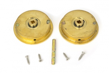 Polished Brass 60mm Plain Round Pull - Privacy Set