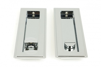 Polished Chrome 175mm Art Deco Rectangular Pull - Privacy Set