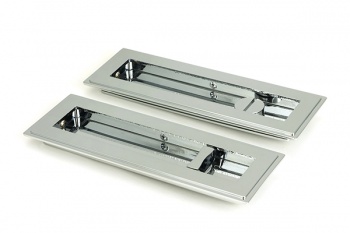 Polished Chrome 175mm Art Deco Rectangular Pull - Privacy Set