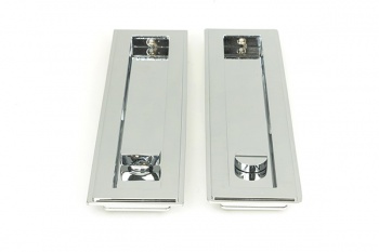 Polished Chrome 250mm Art Deco Rectangular Pull - Privacy Set