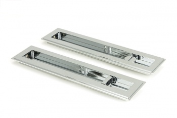 Polished Chrome 250mm Art Deco Rectangular Pull - Privacy Set