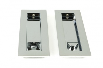 Polished Chrome 175mm Plain Rectangular Pull - Privacy Set