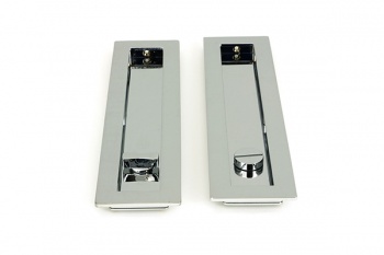 Polished Chrome 250mm Plain Rectangular Pull - Privacy Set