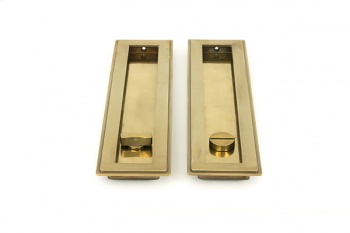 Aged Brass 250mm Art Deco Rectangular Pull - Privacy Set