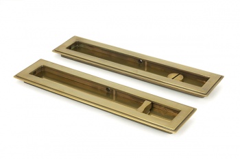 Aged Brass 250mm Art Deco Rectangular Pull - Privacy Set