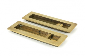 Aged Brass 175mm Plain Rectangular Pull - Privacy Set