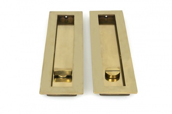 Aged Brass 250mm Plain Rectangular Pull - Privacy Set