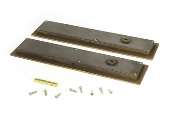 Aged Brass 250mm Plain Rectangular Pull - Privacy Set