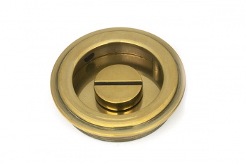 Aged Brass 60mm Art Deco Round Pull - Privacy Set