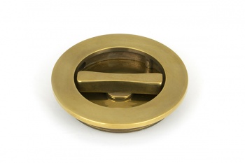 Aged Brass 75mm Art Deco Round Pull - Privacy Set