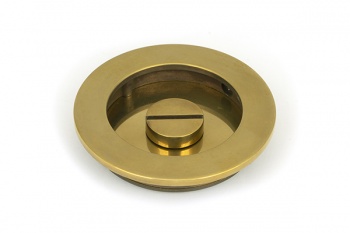 Aged Brass 75mm Art Deco Round Pull - Privacy Set