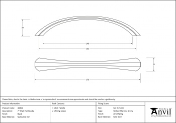 Black 7'' Shell Pull Handle