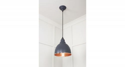 Hammered Copper Brindley Pendant in Slate