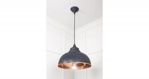 Hammered Copper Harborne Pendant in Slate