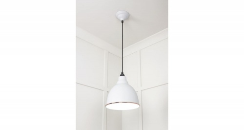 White Gloss Brindley Pendant in Flock