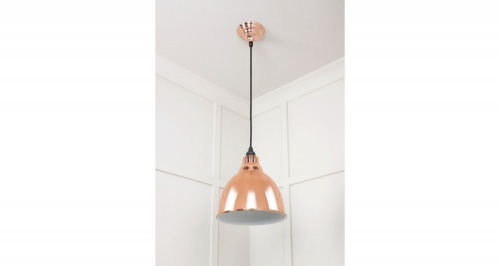 White Gloss Brindley Pendant in Copper