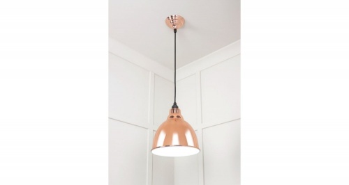 White Gloss Brindley Pendant in Copper