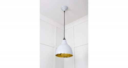 Hammered Brass Brindley Pendant in Birch