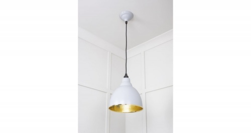 Hammered Brass Brindley Pendant in Birch