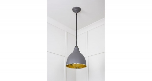 Hammered Brass Brindley Pendant in Bluff