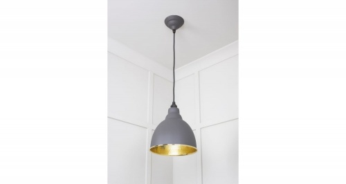 Hammered Brass Brindley Pendant in Bluff